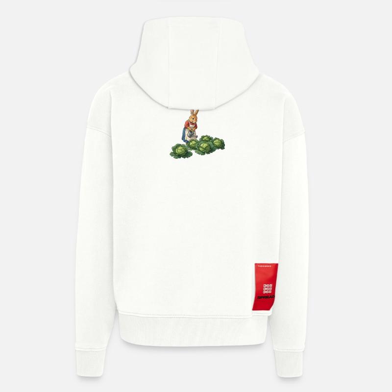 Lapine Jardinière Prend Soin Des Choux - Veste à capuche bio épaisse oversize fabriqué en UE - OFF WHITE