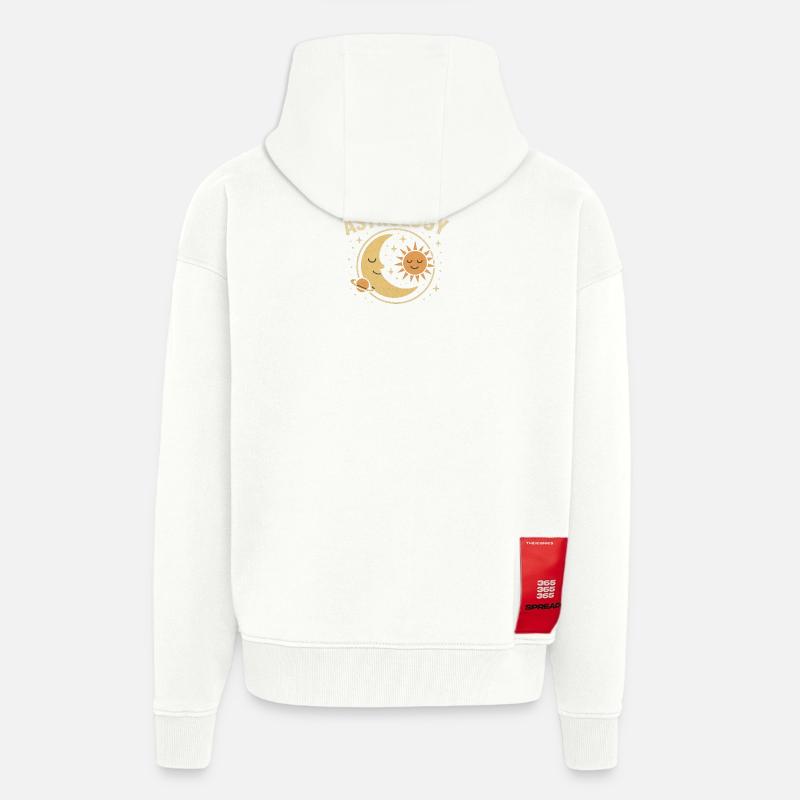 Astrologie Lune et Soleil - Veste à capuche bio épaisse oversize fabriqué en UE - OFF WHITE