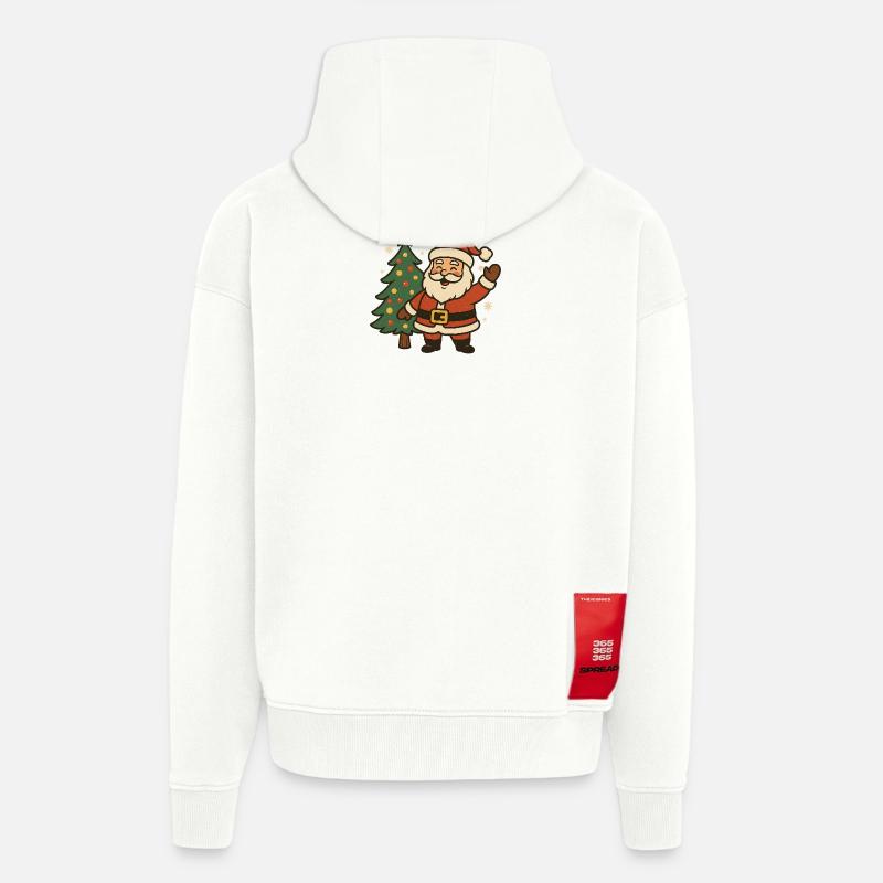 Fröhlicher Weihnachtsmann neben Baum - Zip Hoodie - made by SPREAD - OFF WHITE