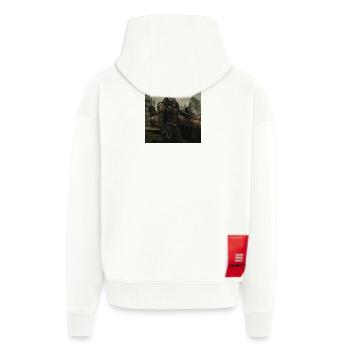 Pilote steampunk sur ruines postapo - Veste à capuche bio épaisse oversize fabriqué en UE - OFF WHITE - Dos