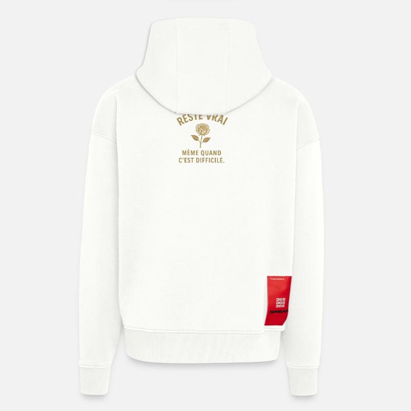 Reste vrai malgré l'effort - Veste à capuche bio épaisse oversize fabriqué en UE - OFF WHITE