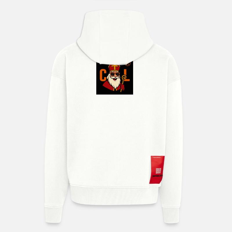 Sinterklaas avec lunettes de soleil - Veste à capuche bio épaisse oversize fabriqué en UE - OFF WHITE