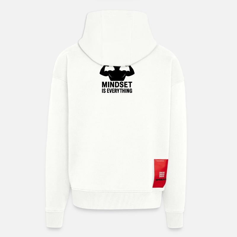KopfPower Muskeln: Mindset Ist Alles - Veste à capuche bio épaisse oversize fabriqué en UE - OFF WHITE