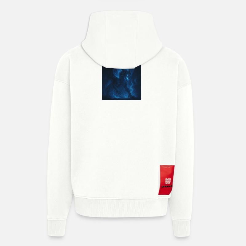Blue Fire Dragon in Night Shadow - Zip Hoodie - made by SPREAD - OFF WHITE