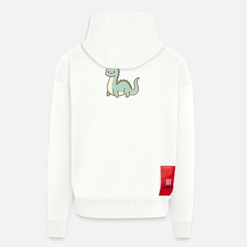 Monstre du Loch Ness pastel mignon - Veste à capuche bio épaisse oversize fabriqué en UE - OFF WHITE