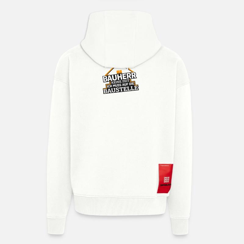 Dicton des bâtisseurs - Veste à capuche bio épaisse oversize fabriqué en UE - OFF WHITE