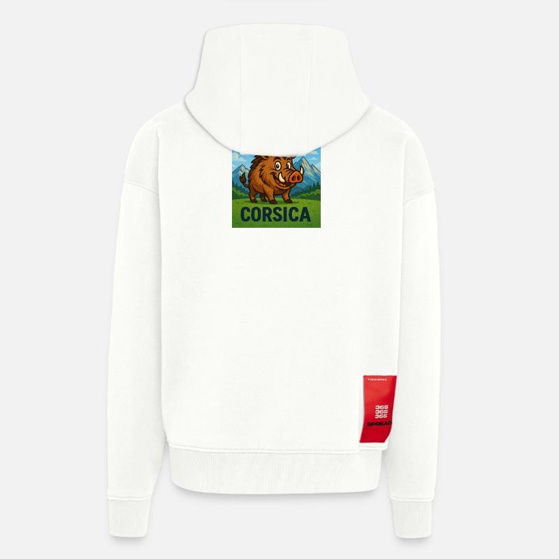 Cignale Corsu - Veste à capuche bio épaisse oversize fabriqué en UE - OFF WHITE