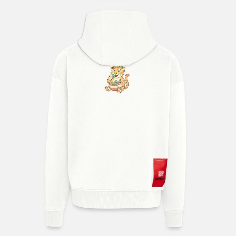 Kit léopard avec panier de légumes - Veste à capuche bio épaisse oversize fabriqué en UE - OFF WHITE