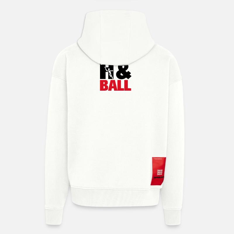 H&Ball par handballtrainer.de - Veste à capuche bio épaisse oversize fabriqué en UE - OFF WHITE