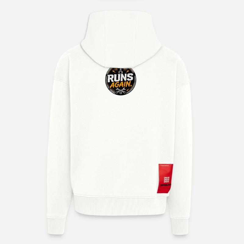 Runs Again Engine Revival Badge - Zip Hoodie - made by SPREAD - OFF WHITE