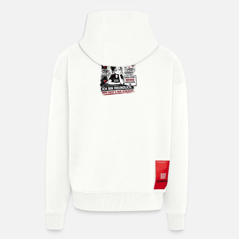 Kassa Offen Nerven Geschlossen - Zip Hoodie - made by SPREAD - OFF WHITE
