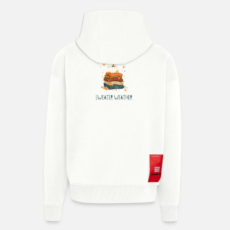 Herbstlicher Pulloverstapel - Zip Hoodie - made by SPREAD - OFF WHITE