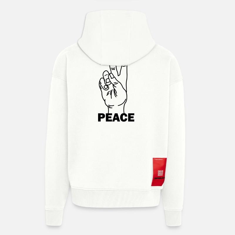 Handgeste Frieden mit Friedenstext - Zip Hoodie - made by SPREAD - OFF WHITE