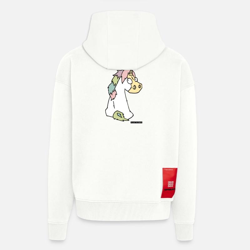 Cheval n ° 2 - Veste à capuche bio épaisse oversize fabriqué en UE - OFF WHITE