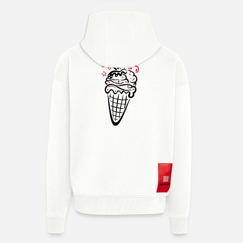 Eis, Eiswaffel mit Kirsche - Zip Hoodie - made by SPREAD - OFF WHITE