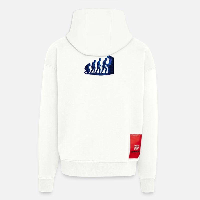 Arcade Évolution Humaine - Veste à capuche bio épaisse oversize fabriqué en UE - OFF WHITE