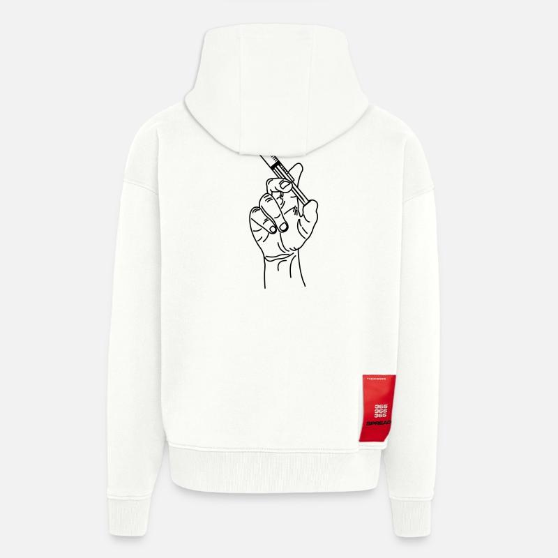 Impfspritze in der Hand - Zip Hoodie - made by SPREAD - OFF WHITE