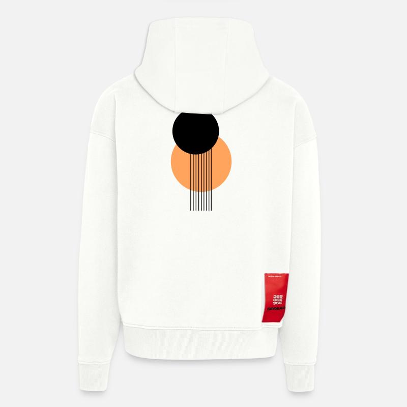 Design géométrique abstrait Orange noir - Veste à capuche bio épaisse oversize fabriqué en UE - OFF WHITE