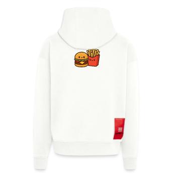 Kawaii Burger & Fries Duo - Veste à capuche bio épaisse oversize fabriqué en UE - OFF WHITE - Dos