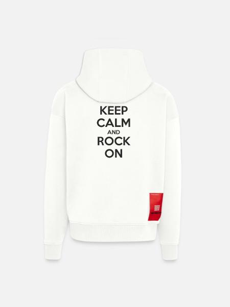 Reste calme et continue - Veste à capuche bio épaisse oversize fabriqué en UE - OFF WHITE