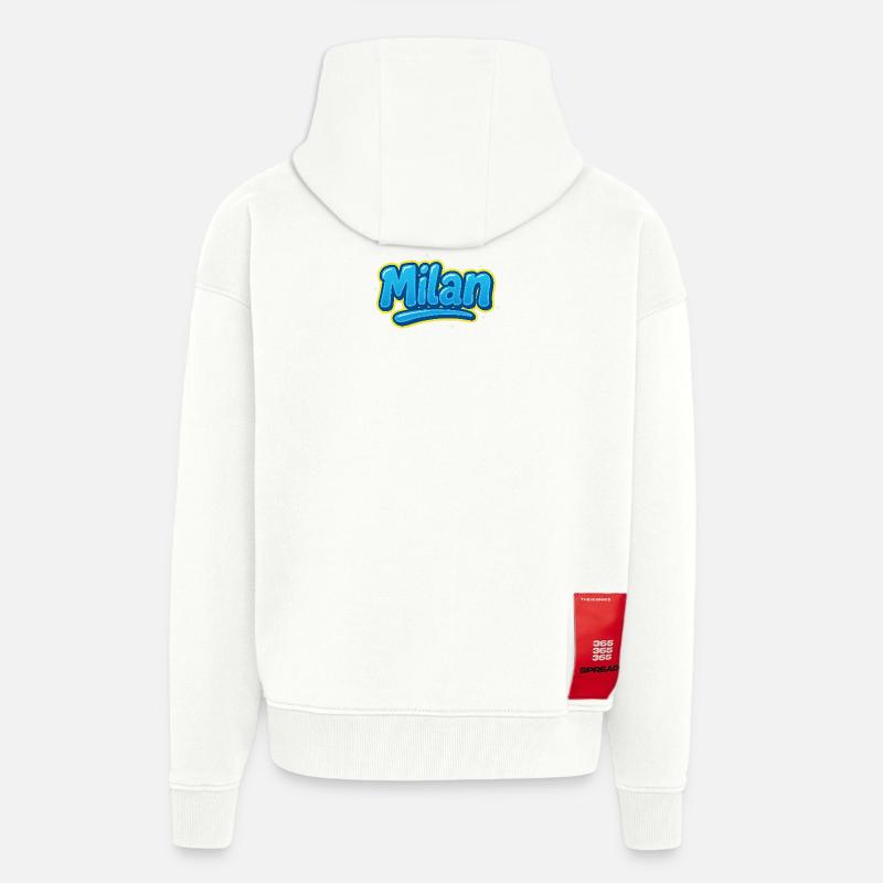 Graffiti Prénom Léon cadeau idéal imprimable - Veste à capuche bio épaisse oversize fabriqué en UE - OFF WHITE