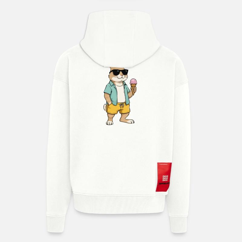 Sonnen Hase mit Eis am Strand - Zip Hoodie - made by SPREAD - OFF WHITE
