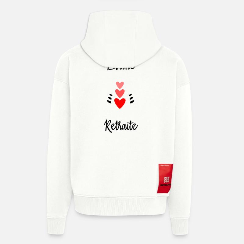 RETRAITE. BONNE RETRAITE. JOYEUSE RETRAITE - Veste à capuche bio épaisse oversize fabriqué en UE - OFF WHITE