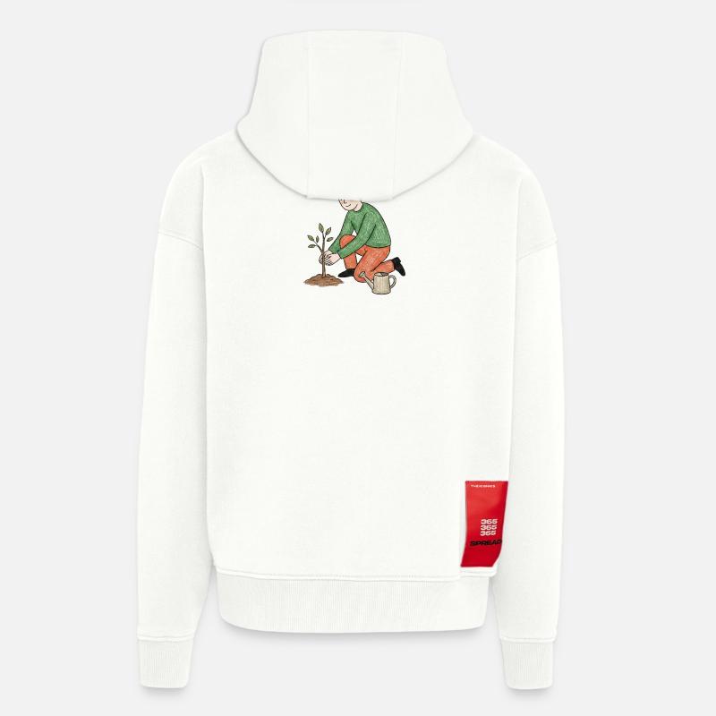 Junger Gärtner pflanzt einen Trieb - Zip Hoodie - made by SPREAD - OFF WHITE
