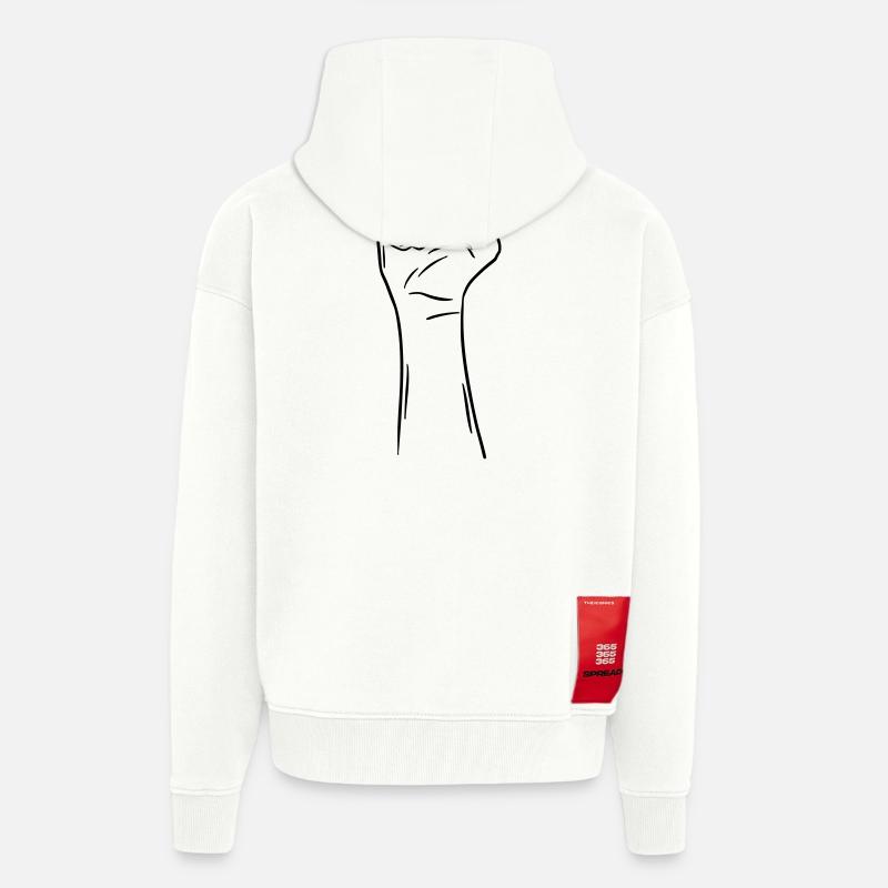main poing 2 / poing / combat / protestation - Veste à capuche bio épaisse oversize fabriqué en UE - OFF WHITE