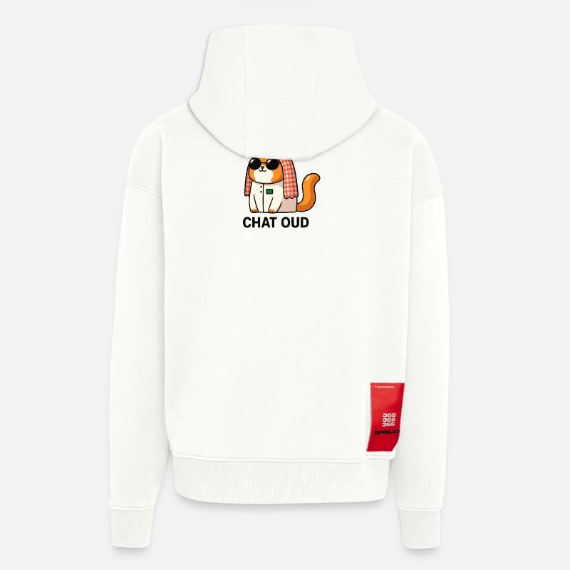 Chatpelle #3 - Chat Oud - Veste à capuche bio épaisse oversize fabriqué en UE - OFF WHITE