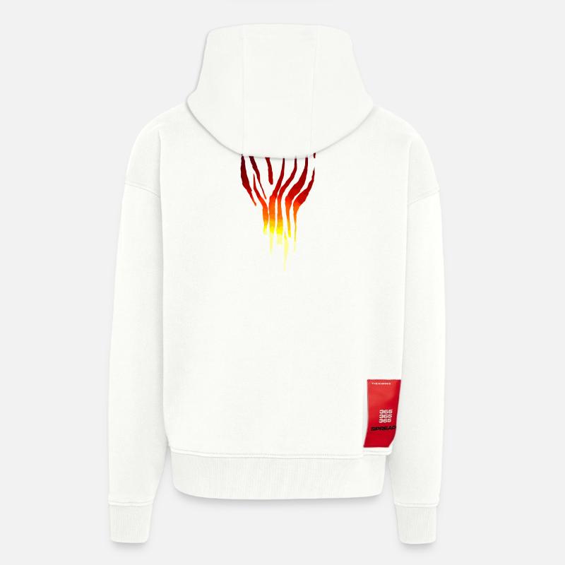 Flammes Tribales - Veste à capuche bio épaisse oversize fabriqué en UE - OFF WHITE