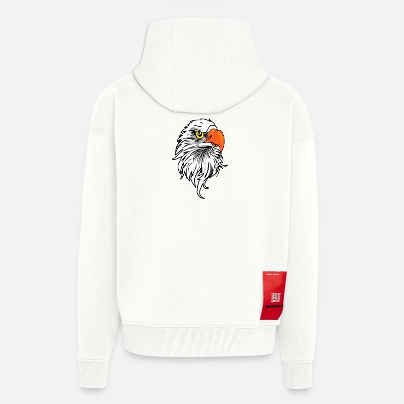 bande dessinée aigle - Veste à capuche bio épaisse oversize fabriqué en UE - OFF WHITE