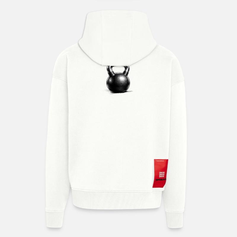 Kettlebell Strength Training Drawing Minimal - Zip Hoodie - made by SPREAD - OFF WHITE