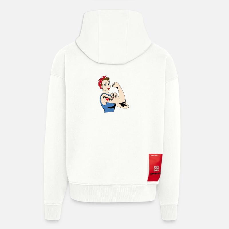 La vie de maman - Veste à capuche bio épaisse oversize fabriqué en UE - OFF WHITE