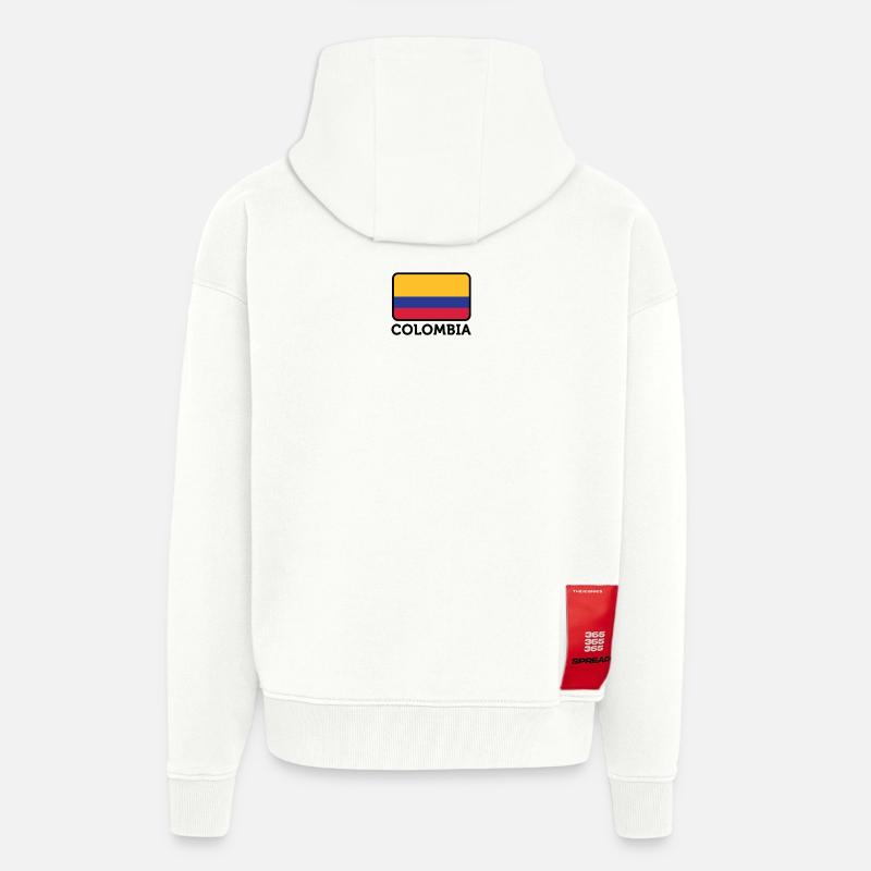 Drapeau national de la Colombie - Veste à capuche bio épaisse oversize fabriqué en UE - OFF WHITE