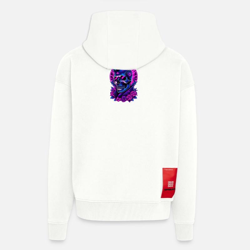Neon Gothic Skull mit Kopfhörern - Zip Hoodie - made by SPREAD - OFF WHITE