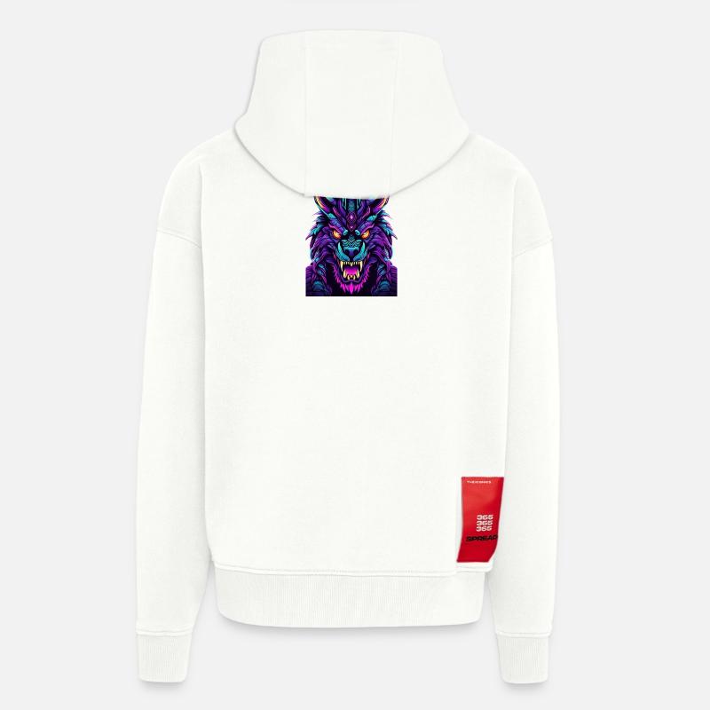 Neon Wolfsgeist - Veste à capuche bio épaisse oversize fabriqué en UE - OFF WHITE