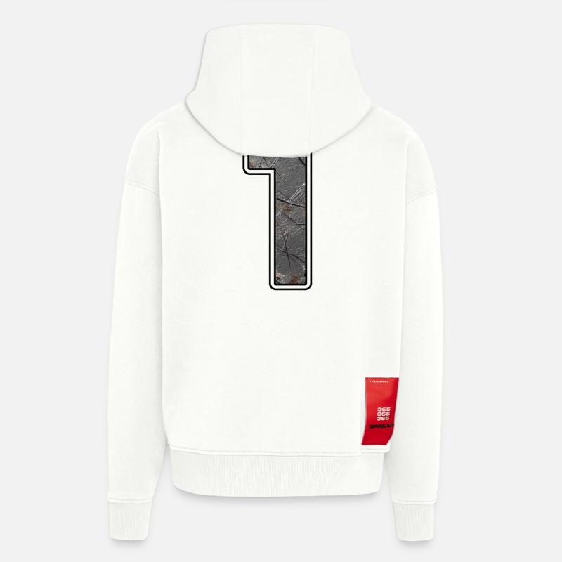 Une conception de texture de béton - Veste à capuche bio épaisse oversize fabriqué en UE - OFF WHITE