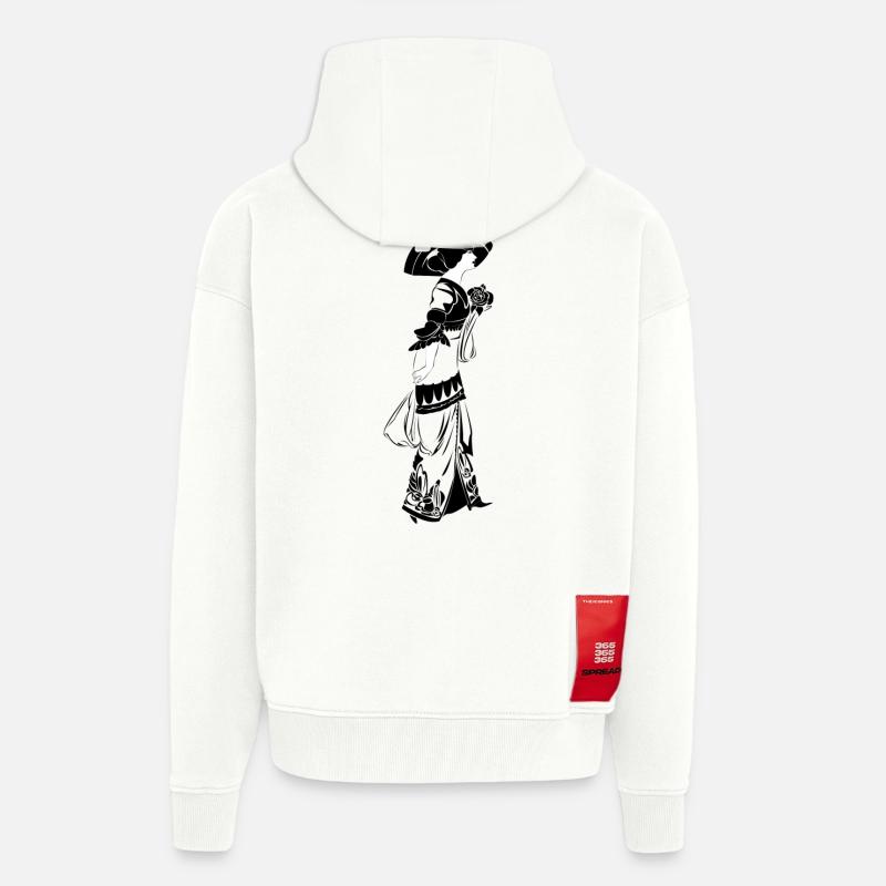 Victorian Elegance mit Blumenmuster - Zip Hoodie - made by SPREAD - OFF WHITE