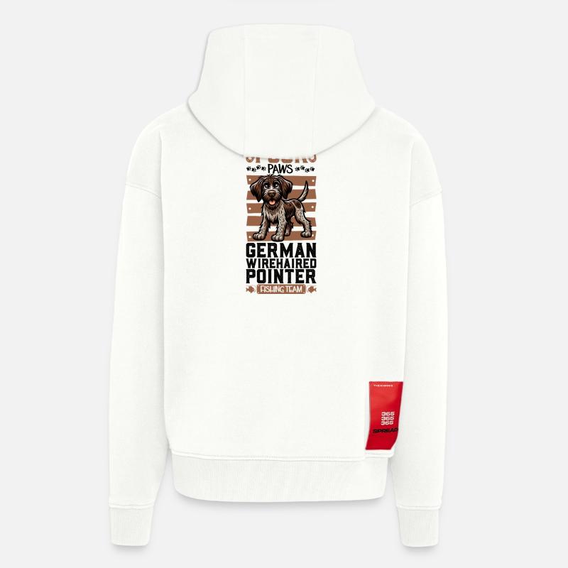 Pêche et Allemand à poil dur - Veste à capuche bio épaisse oversize fabriqué en UE - OFF WHITE