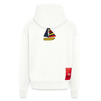 VACANCES. BONNES VACANCES. MAÎTRESSE. MAÎTRE. PROF - Veste à capuche bio épaisse oversize fabriqué en UE - OFF WHITE - Dos