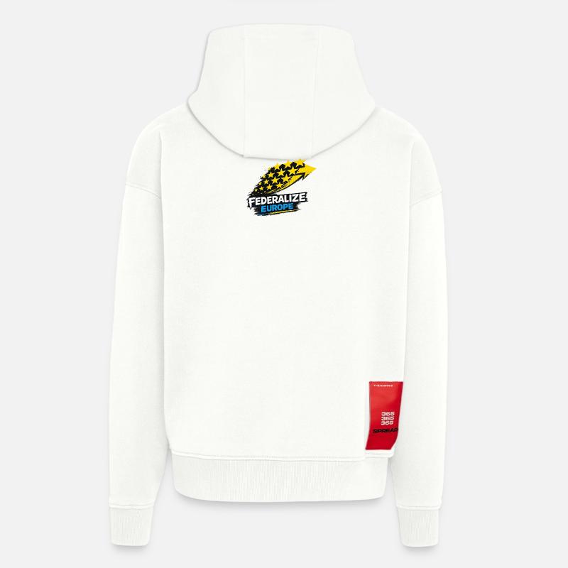 Drapeau de style eurofédéralisme - Veste à capuche bio épaisse oversize fabriqué en UE - OFF WHITE