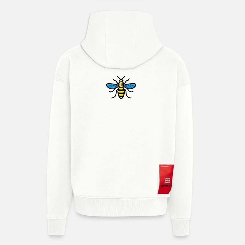 Manchester Bee (Couleur) - Veste à capuche bio épaisse oversize fabriqué en UE - OFF WHITE
