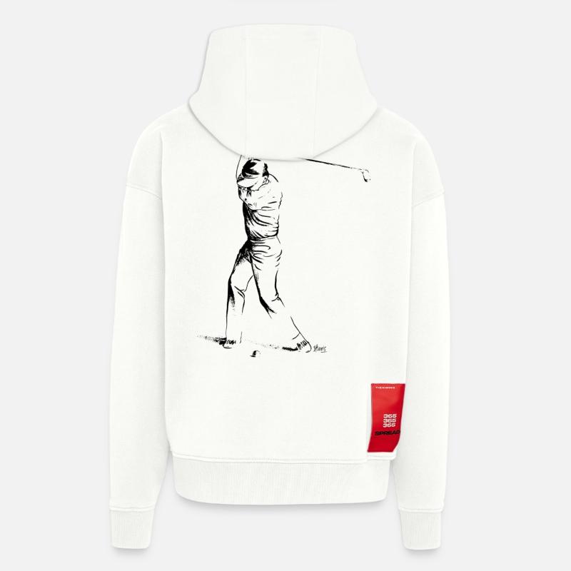 Bild eines Golfers während des Spiels - Zip Hoodie - made by SPREAD - OFF WHITE