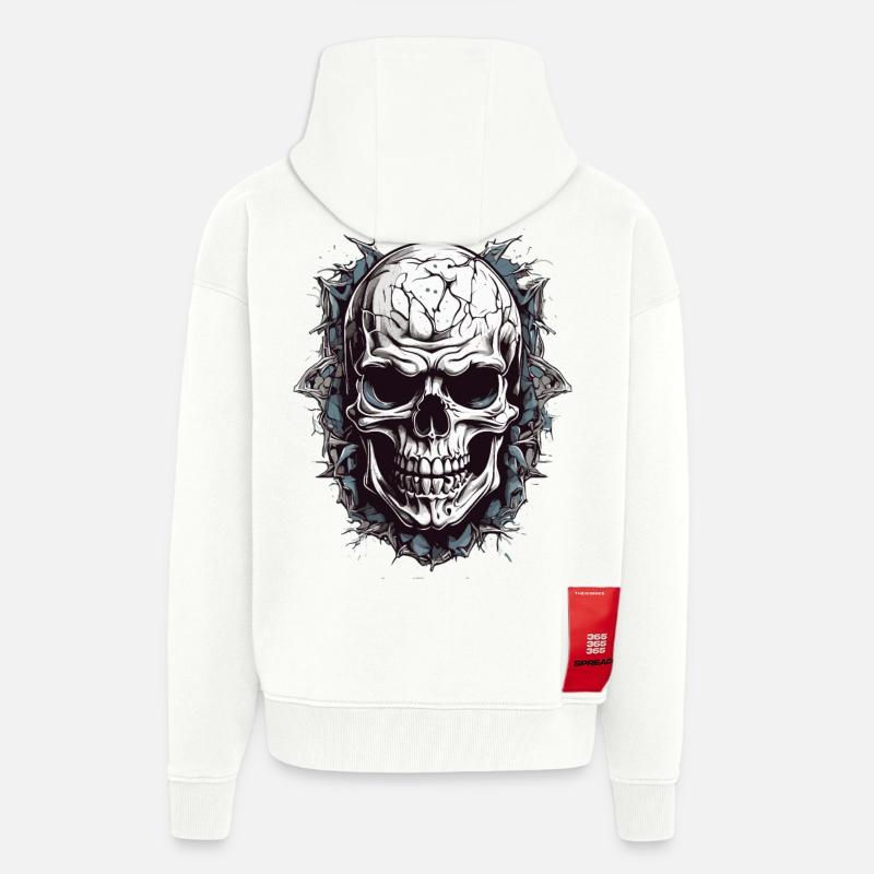 Totenkopf B.C.O - Zip Hoodie - made by SPREAD - OFF WHITE