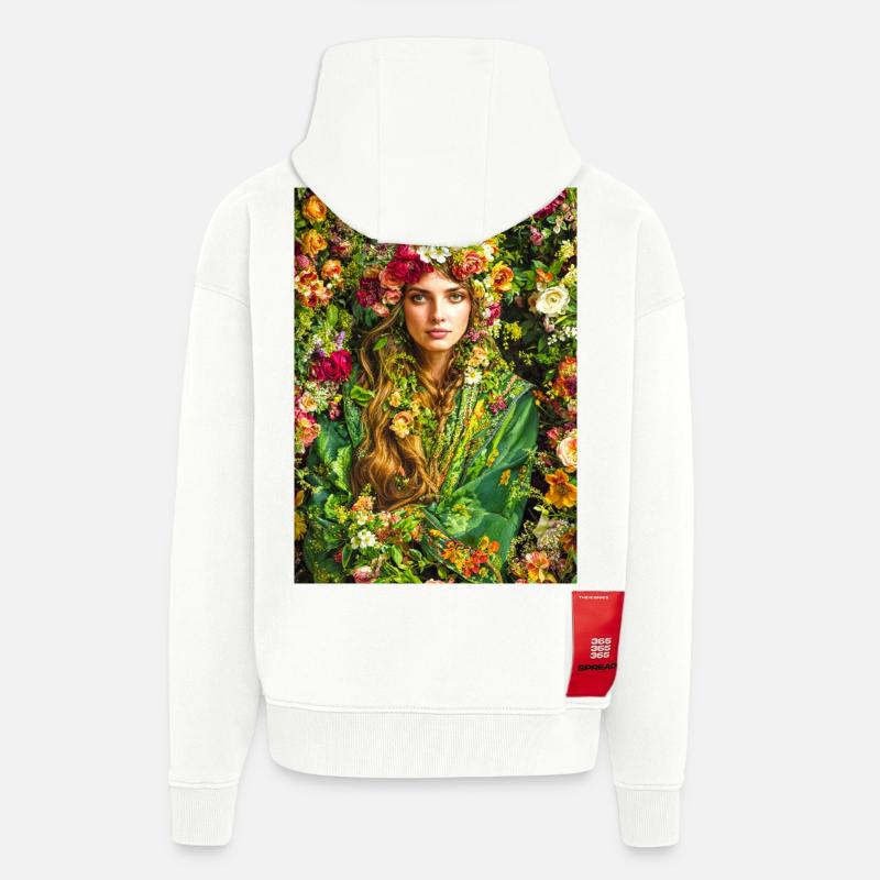 Frühlingsblüte Blumenkrone - Zip Hoodie - made by SPREAD - OFF WHITE