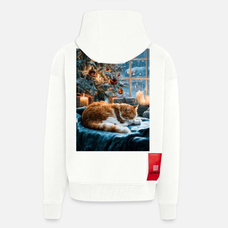 Sieste de chat de Noël douillette - Veste à capuche bio épaisse oversize fabriqué en UE - OFF WHITE