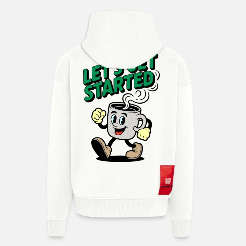 Lets Get Started Kaffee Motiv - Zip Hoodie - made by SPREAD - OFF WHITE