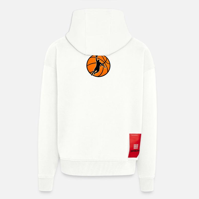 Dunk puissant au basketball - Veste à capuche bio épaisse oversize fabriqué en UE - OFF WHITE
