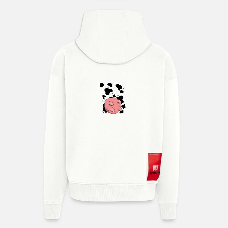 Conception du pis de vache - Veste à capuche bio épaisse oversize fabriqué en UE - OFF WHITE